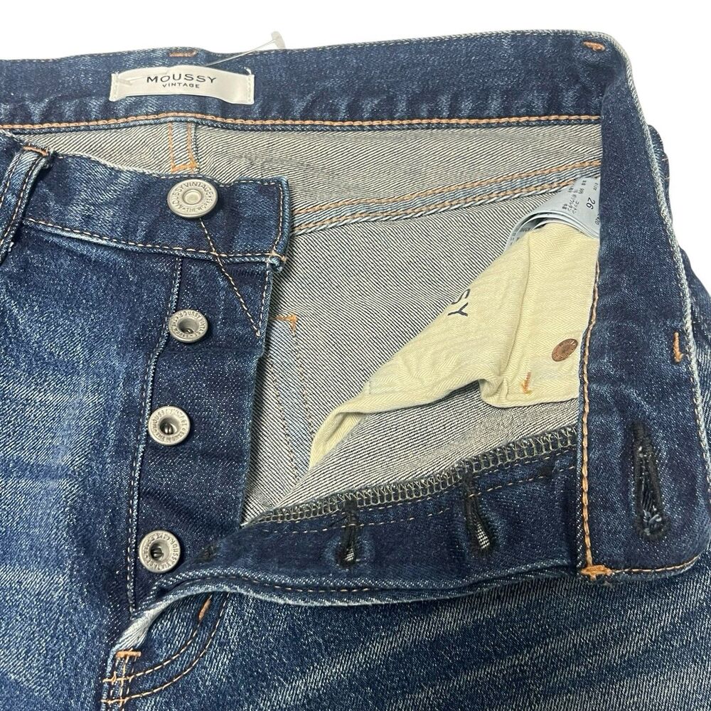 MOUSSY Jeans Straight Leg Button Fly High Waist Blue Denim Women's Size 26 - Picture 5 of 9